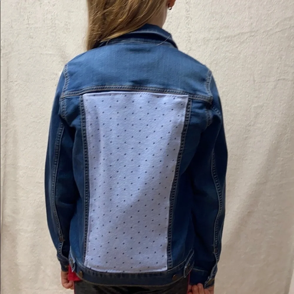 Upcycled Lands' End Girls' jean / denim jacket, M